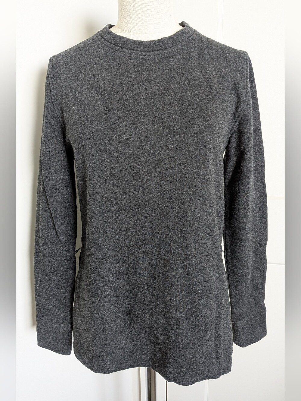 Lululemon Sights Seen Long Sleeve Crewneck Pullover Sweater Side Zip Gray 2